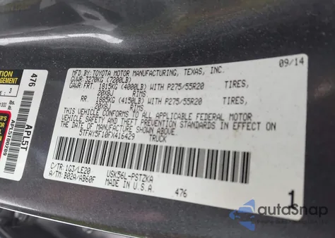 2015 Toyota Tundra Platinum 5.7L V8 z USA, uszkodzony, nr VIN 5TFAY5F10FX416429